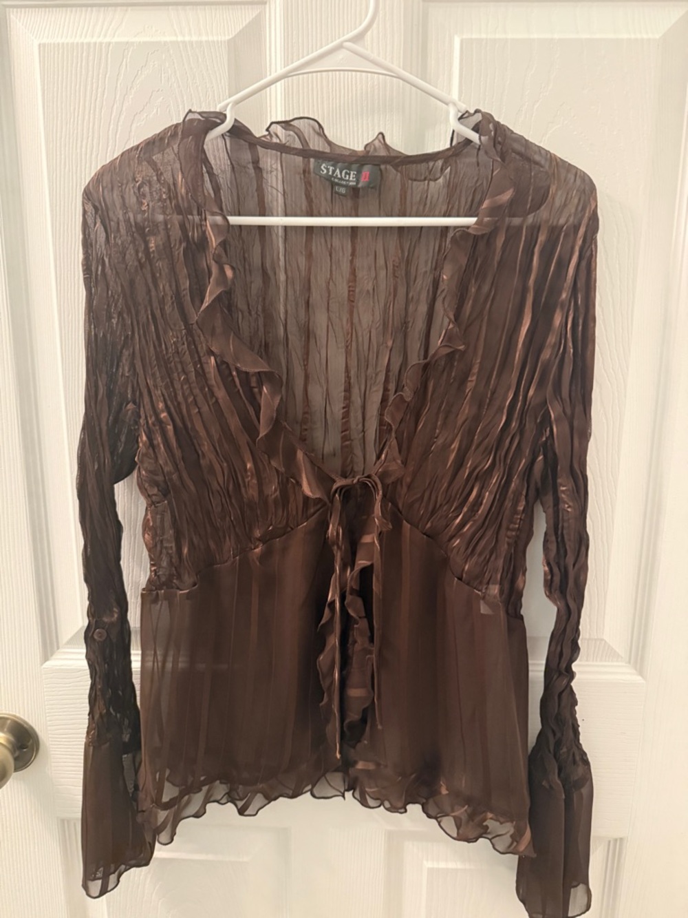 Y2K Brown Long Sleeve Tie Top